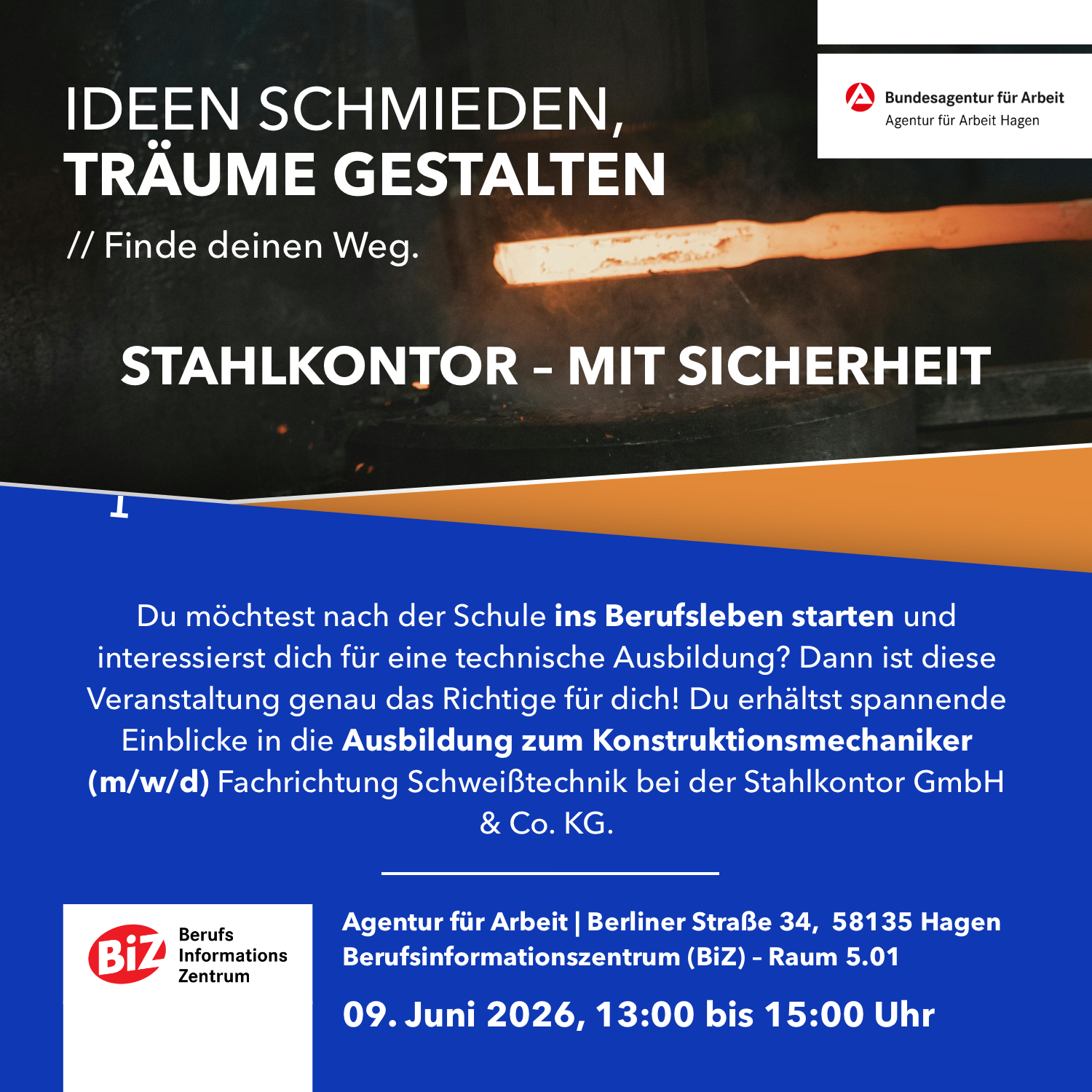 9. Juni 2026 // Hagen // Schweiße deine Zukunft – mit Sicherheit bei STAHLKONTOR